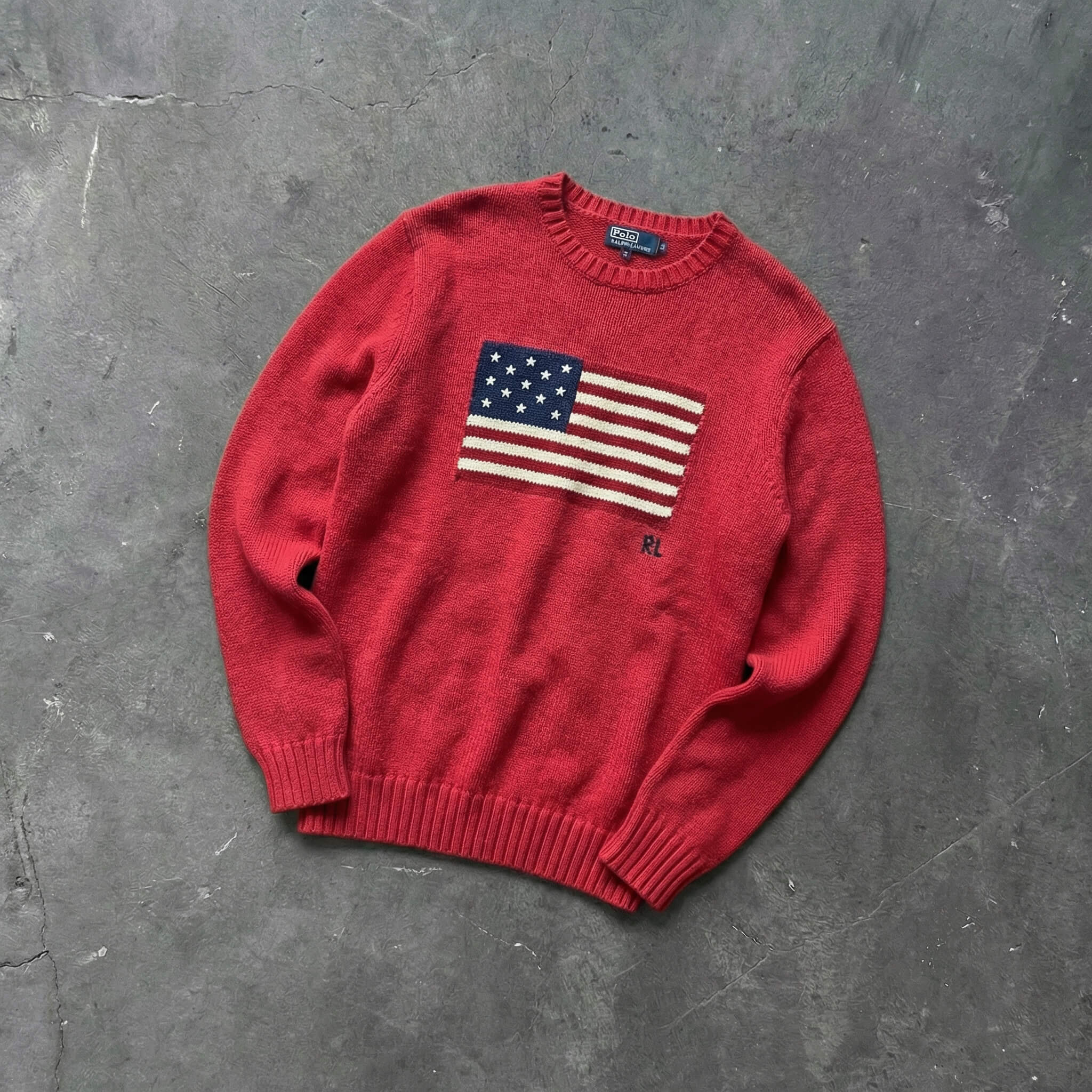Ralph Lauren Flag Knit-Sweater red